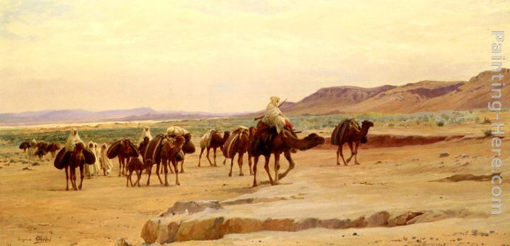 Caravanes De Sel Dans Le Desert painting - Eugene-Alexis Girardet Caravanes De Sel Dans Le Desert art painting